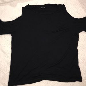 TOPSHOP cold shoulder black cotton top